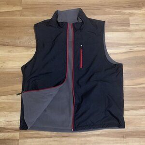 IZOD Reversible Vest XLarge Zipper Pockets Black & Gray Fleece Golf
